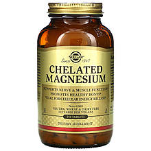 Магній хелат, Chelated Magnesium, Solgar, 250 таблеток