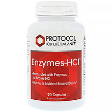 Ферменти бетаїн гідрохлориду, Enzymes-HCI, Protocol for Life Balance, 120 капсул