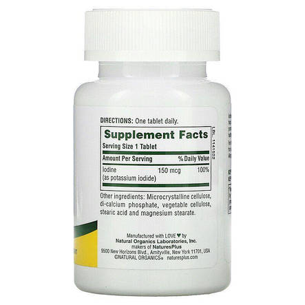 Йод (йодид калію), Potassium Iodide, Nature's Plus, 150 мкг, 100 таблеток, фото 3