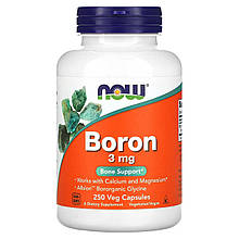 Бор, Boron, Now Foods, 3 мг, 250 вегетаріанських капсул