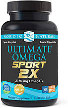 Омега 2X спорт, Ultimate Omega 2X Sport, Nordic Naturals, 60 капсул