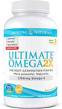 Омега 2X, Ultimate Omega 2X, Nordic Naturals, 2150 мг, 90 гелевих капсул