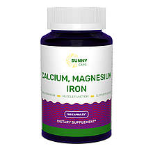 Кальцій, магній, залізо, Calcium, Magnesium and Iron Powerfull, Sunny Caps, 100 капсул