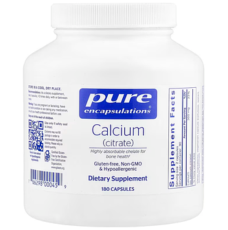 Кальцій (цитрат), Calcium (citrate), Pure Encapsulations, для здоров'я кісток та зубів, товстої кишки та серцево-судинної системи,, фото 1