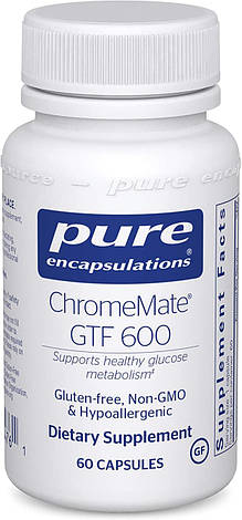 Унікальний полінікотінат хрому, ChromeMate GTF 600, Pure Encapsulations, 60 капсул, фото 1