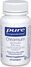 Хром піколінат, Chromium (picolinate), Pure Encapsulations, для підтримки здорового метаболізму ліпідів та глюкози, 200 мкг, 60