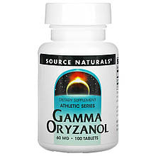 Гамма орізанол, Gamma Oryzanol, Source Naturals, 60 мг, 100 таблеток