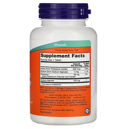 Йодид калію, Potassium Plus Iodine, Now Foods, 180 таблеток, фото 3