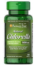 Хлорела, Natural Chlorella, Puritan's Pride, 500 мг, натуральна, 120 таблеток