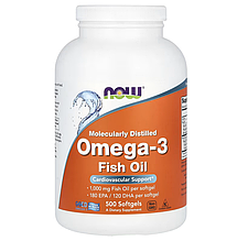 Омега-3 риб'ячий жир, Omega-3 Fish Oil, Now Foods, 2000 мг, 500 рибних капсул (1000 мг на капсулу)