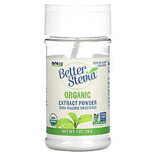 Стевія (екстракт), Better Stevia, Now Foods, органічний порошок, 28 г