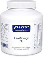 Лляне олія і масло огірочника, Flax / Borage Oil, Pure Encapsulations, 250 капсул