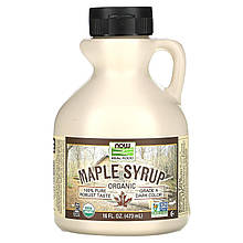 Кленовий сироп, Maple Syrup, Now Foods, Real Food, органік, клас A, темний колір, 473 мл