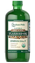 Лляне олія, Flaxseed Oil, Puritan's Pride, органічна, 473 мл