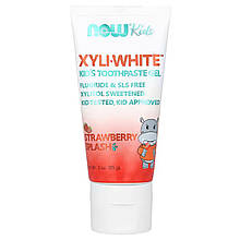 Зубний гель дитячий, Toothpaste Gel, Now Foods, Solutions, полуниця, 85 г