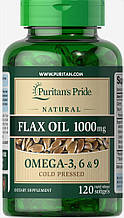 Лляне олія, Flax Oil, Puritan's Pride, 1000 мг, натуральне, 120 гелевих капсул