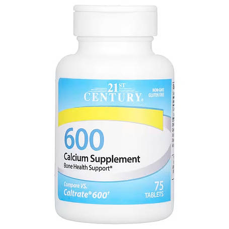 Кальцій для кісток, Calcium Supplement, 21st Century, 600 мг, 75 таблеток, фото 1