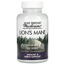 Їжовик Гребінчастий, Lion's Mane, Fungi Perfecti, Host Defense, підтримка пам'яті та нервів, 1 г, 120 вегетаріанських капсул