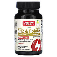 Метилфолат і метил B-12, Methyl B-12 & Methyl Folate, Jarrow Formulas 1000 мкг / 400 мкг, 100 жувальних таблеток