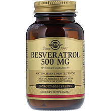 Ресвератрол (Resveratrol), Solgar, 500 мг, 30 вегетаріанських капсул