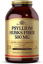 Подорожник, Psyllium Husks Fiber, Solgar, 500 мг, клітковина лушпиння, 500 вегетаріанських капсул