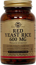 Червоний дріжджовий рис, Red Yeast Rice, Solgar, 600 мг, 60 вегетаріанських капсул