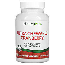 Журавлина з вітаміном C, Cranberry With Vitamin C, Nature's Plus, журавлина та полуниця, 90 жувальних таблеток