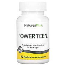 Мультивітаміни для підлітків, Power Teen, Nature's Plus, Source of Life, 90 таблеток