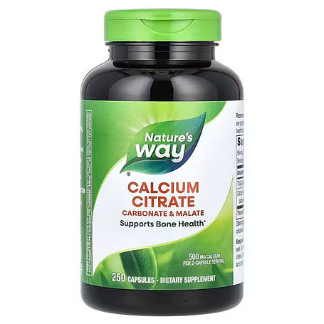 Цитрат кальцію, Calcium Citrate, Nature's Way, 500 мг, 250 капсул (250 мг на капсулу), фото 1