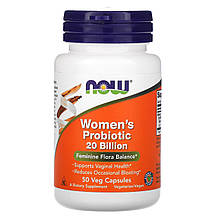 Пробіотики для жінок, Woman's Probiotic, Now Foods, 20 млрд КУО, 50 рослинних капсул