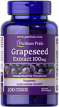 Екстракт виноградних кісточок, Grapeseed Extract, Puritan's Pride, 100 мг, 200 капсул