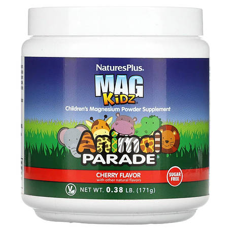 Магній для дітей, смак вишень, Children's Magnesium, Nature's Plus, Animal Parade, 171 г, фото 1