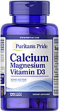 Кальцій Магній Вітамін D, Calcium Magnesium with Vitamin D, Puritan's Pride, 120 каплет