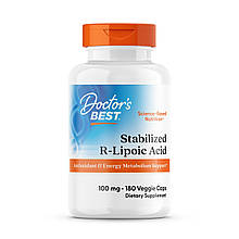 R-ліпоєва кислота, Stabilized R-Lipoic Acid with BioEnhanced Na-RALA, Doctor's Best, 100 мг, 180 веганських капсул