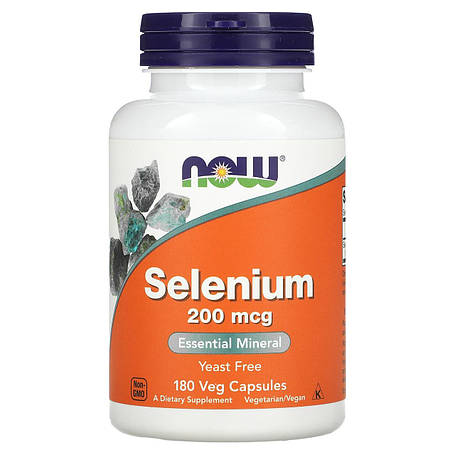 Селен, Selenium, Now Foods, 200 мкг, 180 вегетаріанських капсул, фото 1