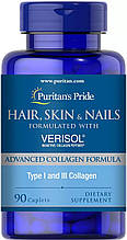 Формула для шкіри, волосся та нігтів на основі VERISOL®, Hair, Skin and Nails, Puritan's Pride, 90 каплет