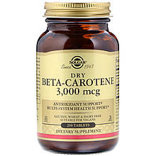 Бета каротин (Beta Carotene), Solgar, сухий, 3000 мкг, 250 таблеток