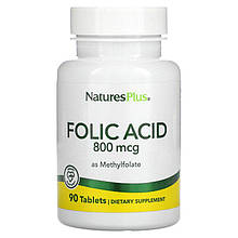 Фолієва кислота (метилфолат), Folic Acid, Nature's Plus, 800 мкг, 90 таблеток