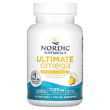 Омега-3, Ultimate Omega, Nordic Naturals, смак лимона, 640 мг, 60 гелевих капсул