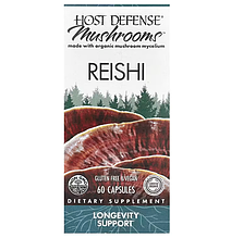 Рейші, Reishi, Host Defense, Mushrooms, для підтримки довголіття, 60 вегетаріанських капсул
