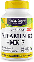 Вітамін K2 у формі MK7, Vitamin K2 як MK-7, Healthy Origins, 100 мкг, 180 вегетаріанських м'яких капсул