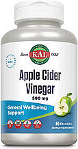Яблучний оцет, Apple Cider Vinegar, KAL, смак зеленого яблука, 500 мг, 60 жувальних таблеток