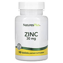 Цинк, Zinc, NaturesPlus, 30 мг, 90 таблеток