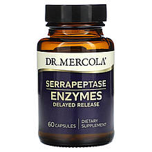 Серрапептаза, Serrapeptase Enzymes, Dr. Mercola, ферменти, 60 капсул