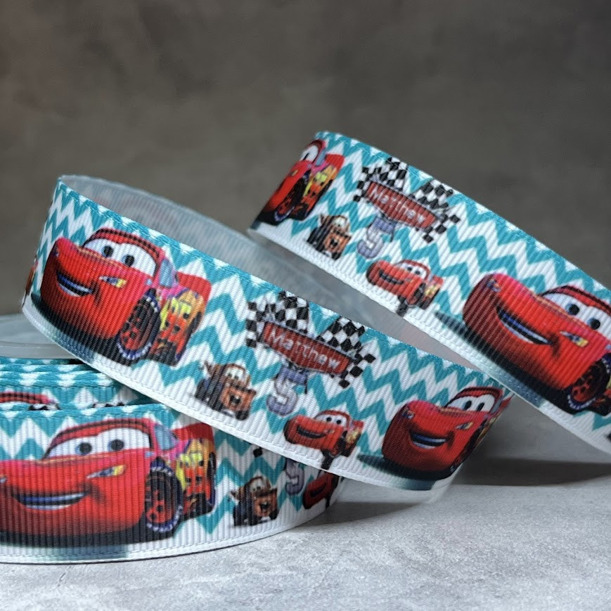 Репсова стрічка 2,2 см "Тачки", арт 051, 1 метр, Різнокольоровий, фото 1