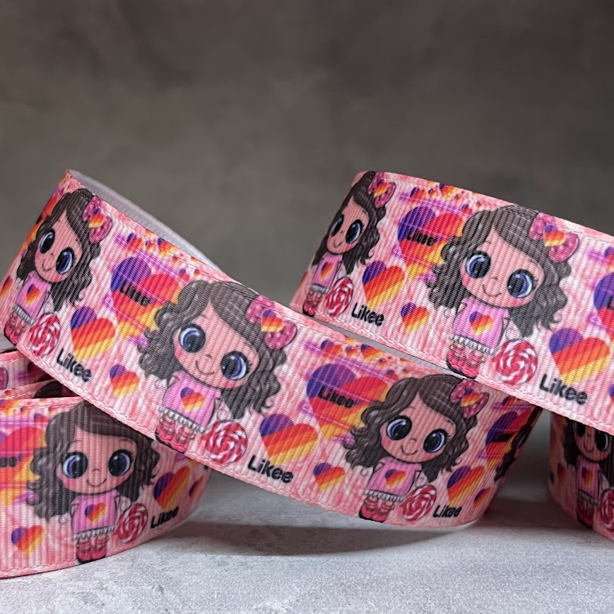 Репсова стрічка 2,5 см (Cute-Likee),арт 010351, 1 метр, Різнокольоровий