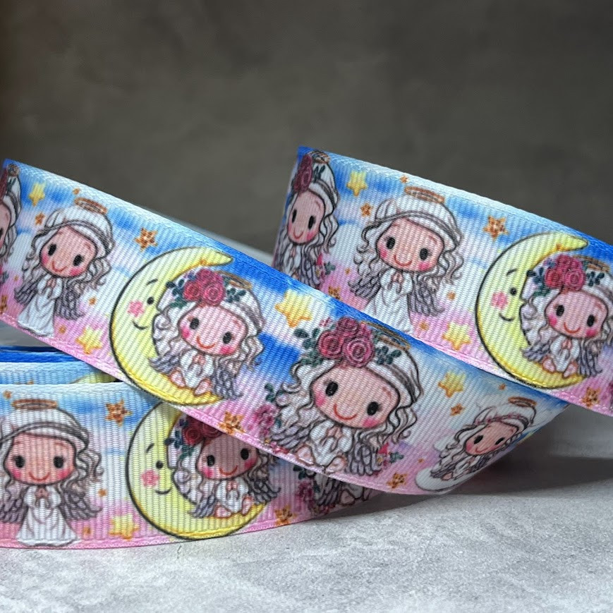Репсова стрічка 2,5 см Cute- ангел, арт 010602, 1 метр, Різнокольоровий