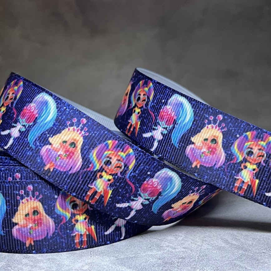 Репсовая лента 2,5 см Hairdorables Dolls (Хаирдораблес), арт 02805, 1 метр, Різнокольоровий