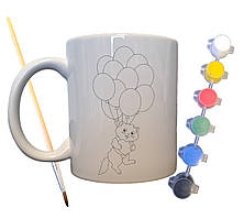 Набір для творчості кружка розмальовка Кошеня на повітряній кульці 330 мл біла (КР0070)