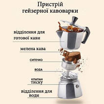 Кавоварка гейзерна 550 мл з нержавіючої сталі, фото 6